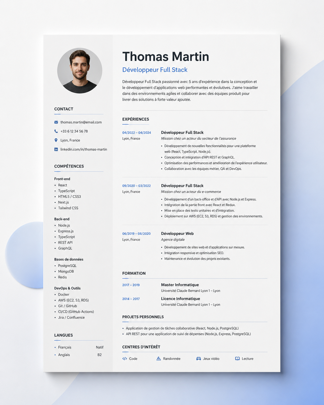 Capture d'un CV PDF brut reçu d'un candidat, avant transformation